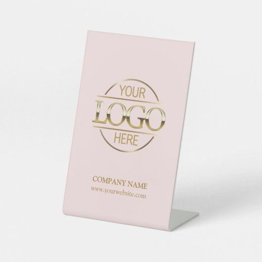 エレガント赤面ピンク企業の会社のロゴ 台座サイン (正面)