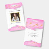 エレガント赤面ピンク及び金ゴールドグリッター バッジ (正面&裏面)