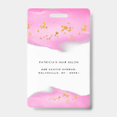 エレガント赤面ピンク及び金ゴールドグリッター バッジ (裏面)