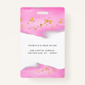 エレガント赤面ピンク及び金ゴールドグリッター バッジ (裏面)