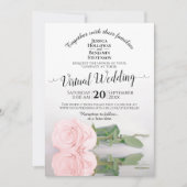 エレガント赤面ピンク反射バラバ結婚ーシャル 招待状 (正面)