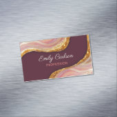 エレガント赤面ピンク大理石アートフェイク金ゴールドグリッターbu マグネット名刺 (インサイチュ)