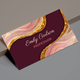 エレガント赤面ピンク大理石アートフェイク金ゴールドグリッターbu マグネット名刺