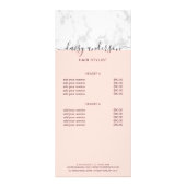 エレガント赤面ピンク大理石美容師価格表 ラックカード (裏面)