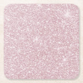 エレガント赤面ピンク抽象芸術トレンディーガーリーグリッター スクエアペーパーコースター (正面)