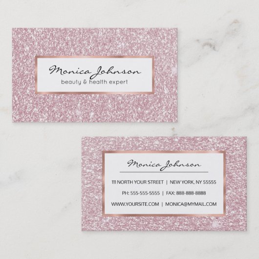 エレガント赤面ピンク抽象芸術トレンディーガーリーグリッターb 名刺 (正面/裏面)
