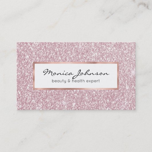 エレガント赤面ピンク抽象芸術トレンディーガーリーグリッターb 名刺 (正面)