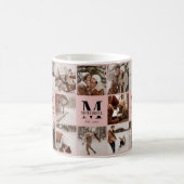 エレガント赤面ピンク数々のフォトコラージュ記念 コーヒーマグカップ (中央)