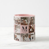 エレガント赤面ピンク数々のフォトコラージュ記念 マグカップ (中央)