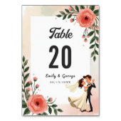 エレガント赤面ピンク新郎新婦フローラ結婚 テーブルナンバー (裏面)