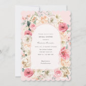 エレガント赤面ピンク春ガーデンブライダルシャワーinv 招待状 (正面)