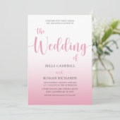 エレガント赤面ピンク書結婚跡 招待状 (スタンド正面)