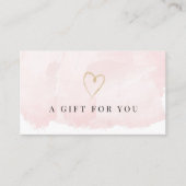 エレガント赤面ピンク水彩贈与証 名刺 (正面)