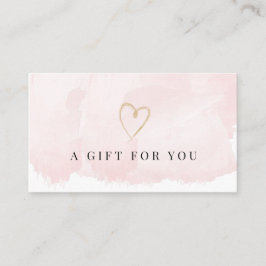 エレガント赤面ピンク水彩贈与証 名刺
