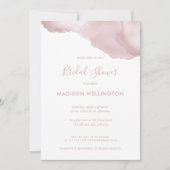 エレガント赤面ピンク水色インクブライダルシャワー 招待状 (正面)
