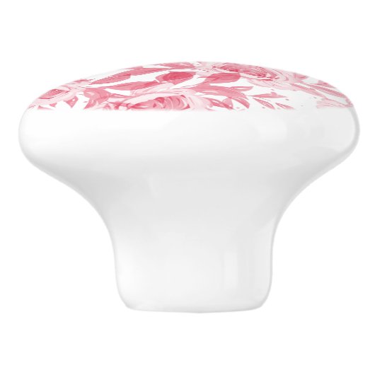 エレガント赤面ピンク水色フローラモノグラム セラミックノブ (側面)