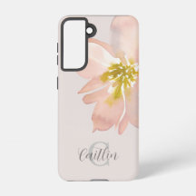 エレガント赤面ピンク水色フローラモノグラム