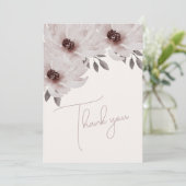 エレガント赤面ピンク水色フローラ写真結婚の サンキューカード (スタンド正面)