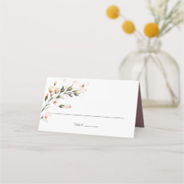 エレガント赤面ピンク水色フローラ プレイスカード