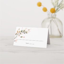 エレガント赤面ピンク水色フローラ プレイスカード