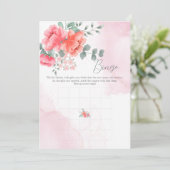 エレガント赤面ピンク水色ベビービンゴゲーム 招待状 (スタンド正面)