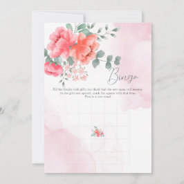 エレガント赤面ピンク水色ベビービンゴゲーム 招待状