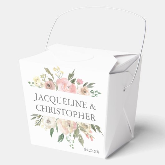 エレガント赤面ピンク牡丹フローラ結婚ズ・フォーチュン フェイバーボックス (正面)