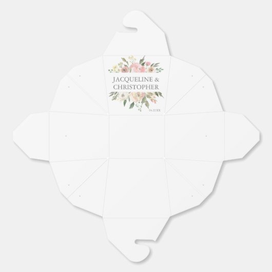 エレガント赤面ピンク牡丹フローラ結婚ズ・フォーチュン フェイバーボックス (見開き)