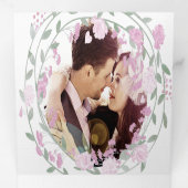 エレガント赤面ピンク牡丹フローラ結婚ズ 三つ折り招待状 (内部最初)