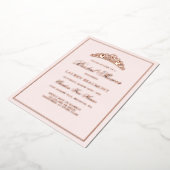 エレガント赤面ピンク王室のブライダルシャワー 箔招待状 (回転した状態)