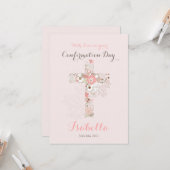 エレガント赤面ピンク確認フローラのクロス名 カード (正面/裏面インサイチュ)