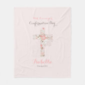 エレガント赤面ピンク確認フローラのクロス名 フリースブランケット (正面)