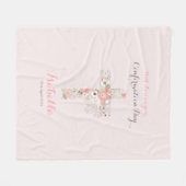 エレガント赤面ピンク確認フローラのクロス名 フリースブランケット (正面(横))