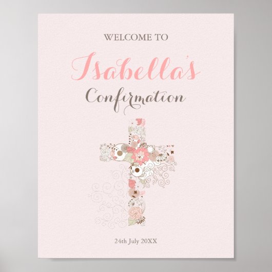 エレガント赤面ピンク確認フローラのクロス名 ポスター (正面)