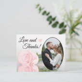 エレガント赤面ピンク結婚ローズの愛感謝してい& ポストカード (スタンド正面)