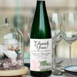 エレガント赤面ピンク結婚ローズ ワインラベル