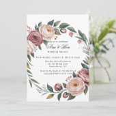 エレガント赤面ピンク絵を描フローラウェディングシャワー 招待状 (スタンド正面)