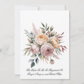 エレガント赤面ピンク絵を描フローラブライダルシャワー 招待状 (裏面)