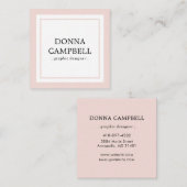 エレガント赤面ピンク縁どプロフェッショナルミニマル スクエア名刺 (正面/裏面)