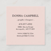 エレガント赤面ピンク縁どプロフェッショナルミニマル スクエア名刺 (裏面)