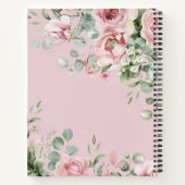 エレガント赤面ピンク色フローラパーソナライズされた ノートブック (裏面)