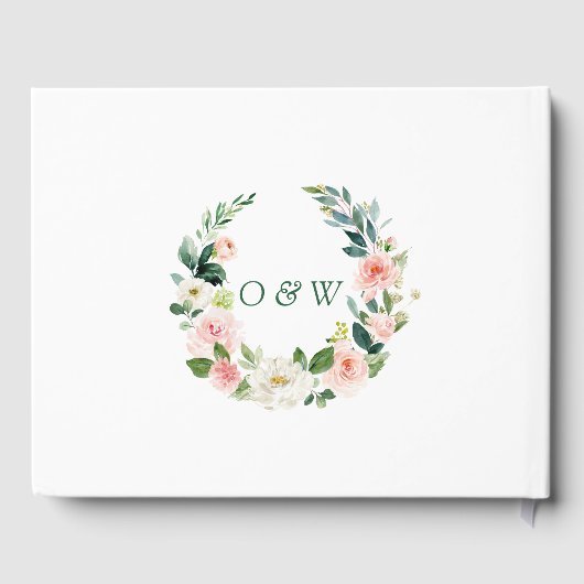 エレガント赤面ピンク花フローラ結婚ズ ゲストブック (裏面)