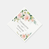 エレガント赤面ピンク花フローラ結婚ズ スタンダードカクテルナプキン (角)