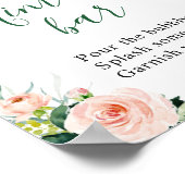 エレガント赤面ピンク花ミモサバー結婚徴候 ポスター (角)