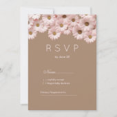 エレガント赤面ピンク茶色デイジーフローラRSVP 招待状 (正面)