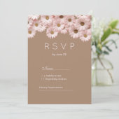 エレガント赤面ピンク茶色デイジーフローラRSVP 招待状 (スタンド正面)