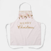 エレガント赤面ピンク金ゴールドオーナメントクリスマスパーティー エプロン (正面)