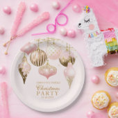 エレガント赤面ピンク金ゴールドオーナメントクリスマスパーティー ペーパープレート (パーティー)