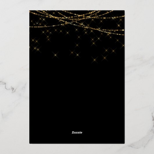 エレガント赤面ピンク金ゴールドオーナメントクリスマスパーティー 箔招待状 (裏面)