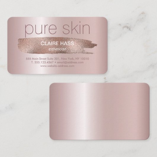 エレガント赤面ピンク金ゴールドグリッターエステティシャンスパ 名刺 (正面/裏面)
